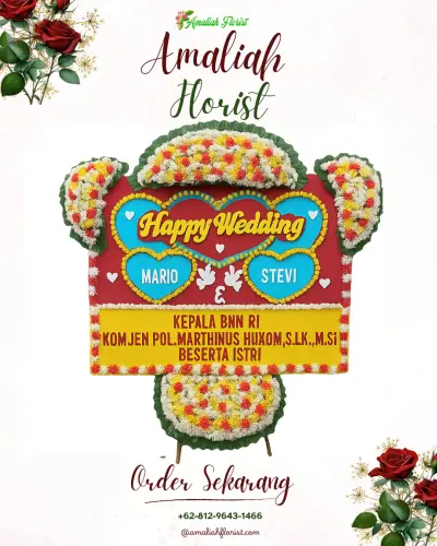 Karangan Papan Bunga Pernikahan di Parereja
